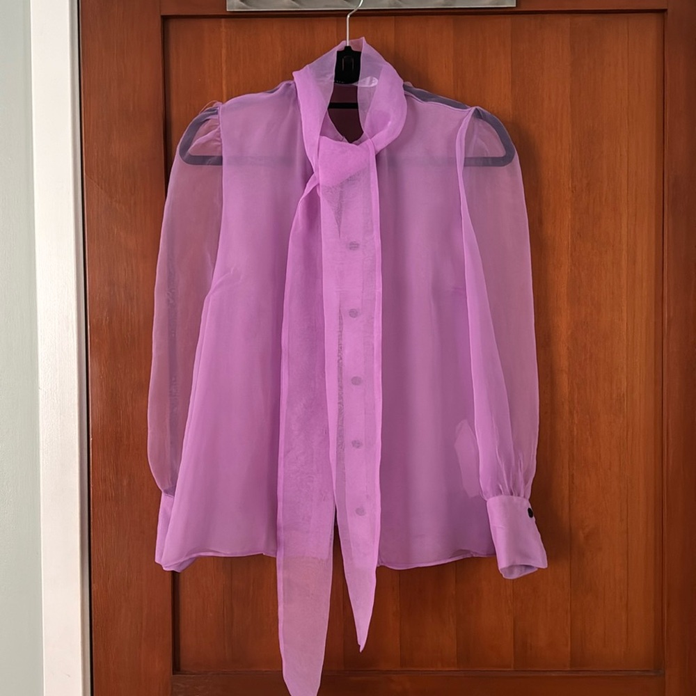 Zara Purple Sheer Blouse Sz S
